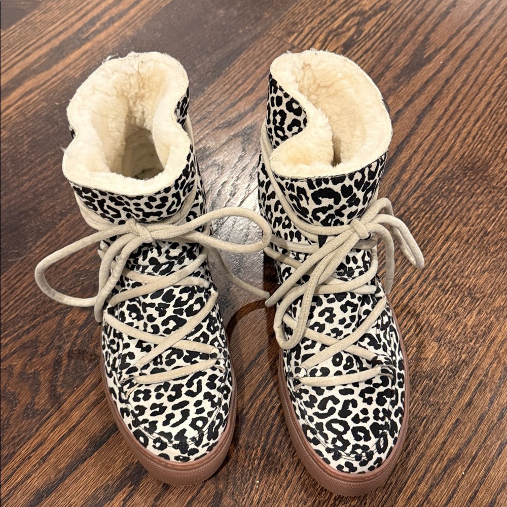 Inuikii Leopard Print Winter Boots in Black, White & Brown